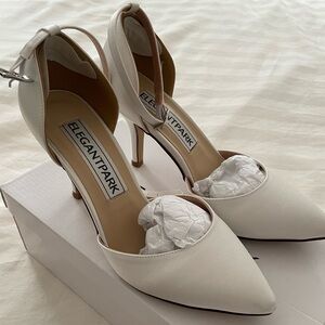 White Satin Heels with Ankle Strap